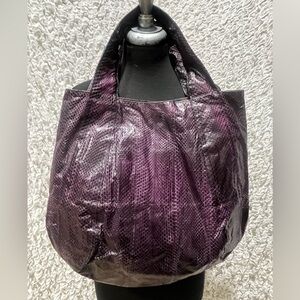 BEIRN JENNA Purple Snakeskin VINTAGE Tote Bag 15”H x16” WIDE: